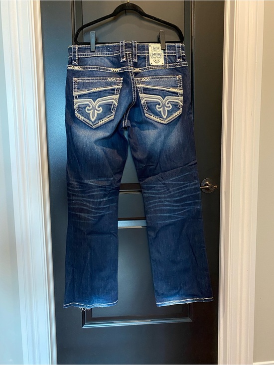 Rock Revival Other - Rock Revival Arran Men’s Bootcut Jeans in Dark Blue with Contrast Stitching